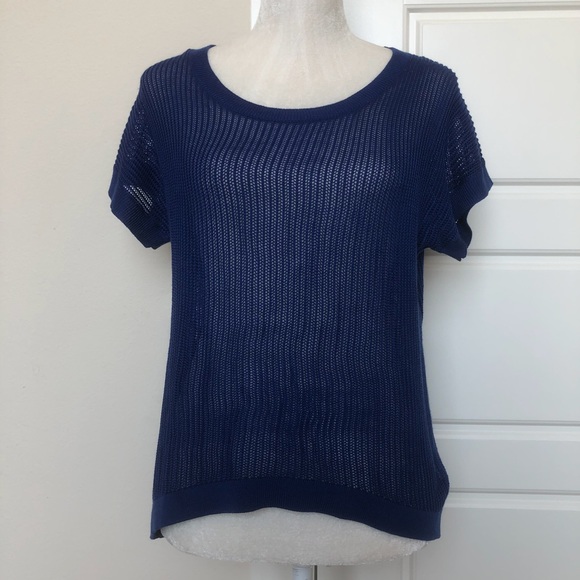 Forever 21 Mesh Top Royal Blue Size S - Picture 2 of 7
